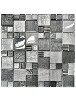 Gray Black Metallic Textured Glass Backsplash Tile 1 BA8004