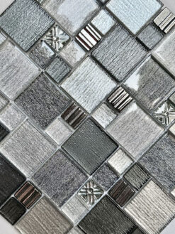 Gray Black Metallic Textured Glass Backsplash Tile 3 BA8004