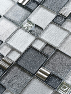 Gray Black Metallic Textured Glass Backsplash Tile 4 BA8004