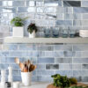 Quartz Countertop Blue Glass with Sparkle Design Subway Backsplash Tile BA8010