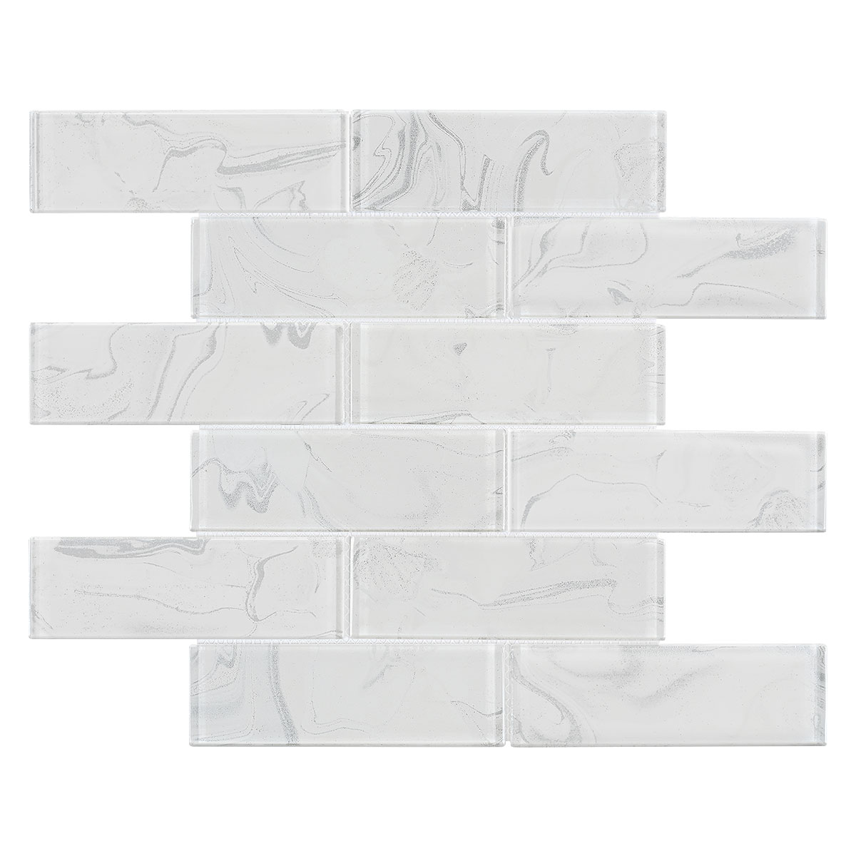 White Color Gray Veins Sparkle Glitter Design Backsplash Tile 2 BA8001