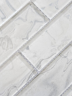 White Color Gray Veins Sparkle Glitter Design Backsplash Tile 3 BA8001