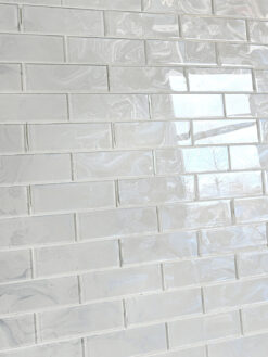 White Color Gray Veins Sparkle Glitter Design Backsplash Tile 6 BA8001