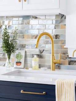 White Kitchen Blue Cabinet Backsplash Tile BA8002