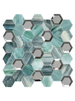 Green Glass Metal Hexagon Backsplash Tile BA6203 1
