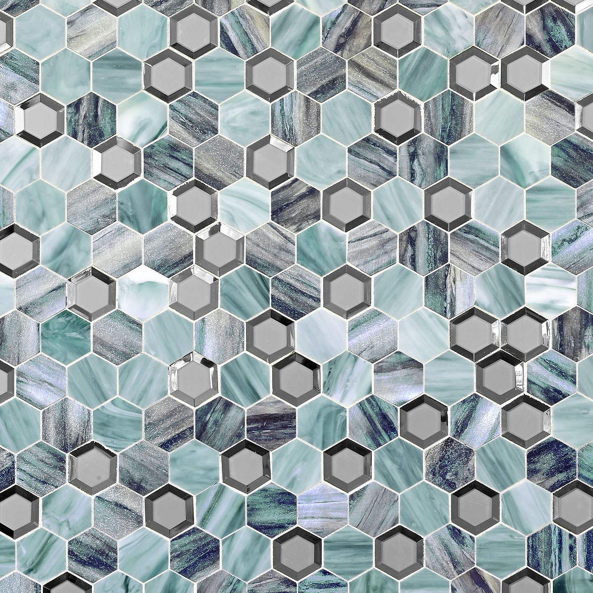 Green Glass Metal Hexagon Backsplash Tile BA6203 3