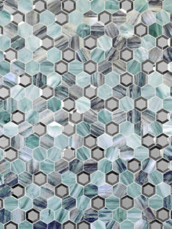 Green Glass Metal Hexagon Backsplash Tile BA6203 4