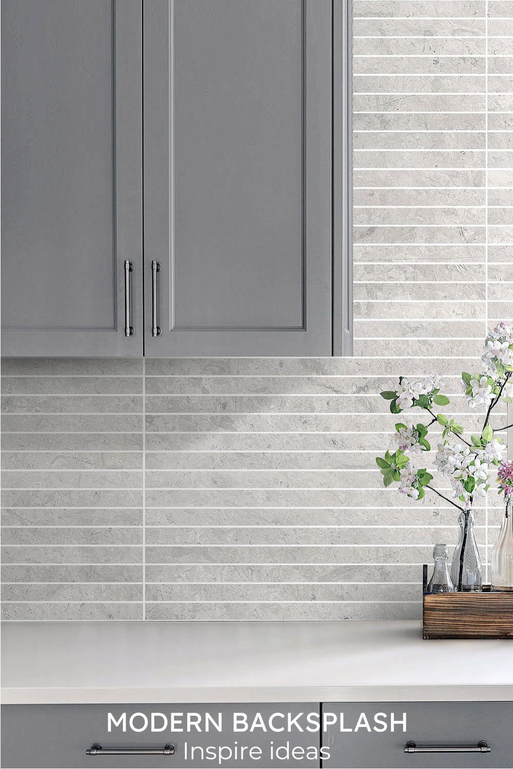 modern backsplash tile white cabinets quartz countertops
