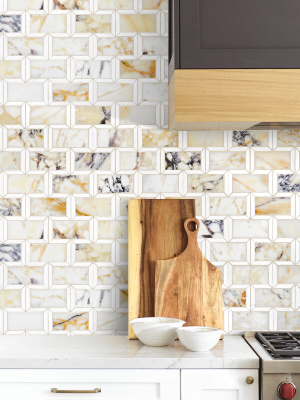 Multi Color Marble Diamond Mosaic Backsplash Tile