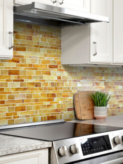 White Kitchen Honey Onyx Glass Subway Mosaic Tile BA7017