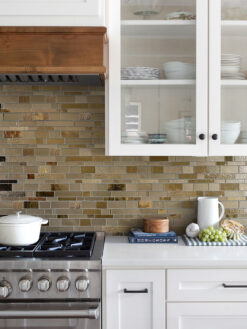 White Kitchen with Brown Glass Artisan Mosaic Tile BA7019