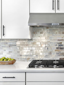 White Kitchen with Opal Glass Artisan Mosaic Tile BA7015