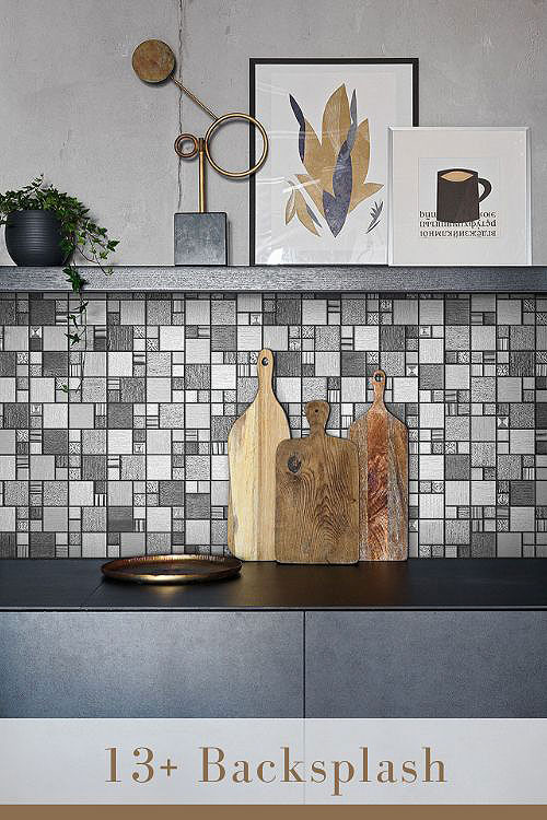 Black Mosaic Tile Backsplash