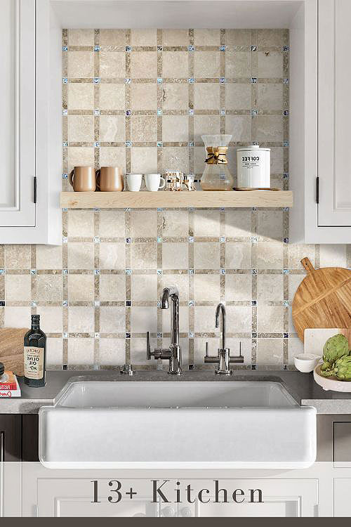 Backsplash for Gray and White Cabinets