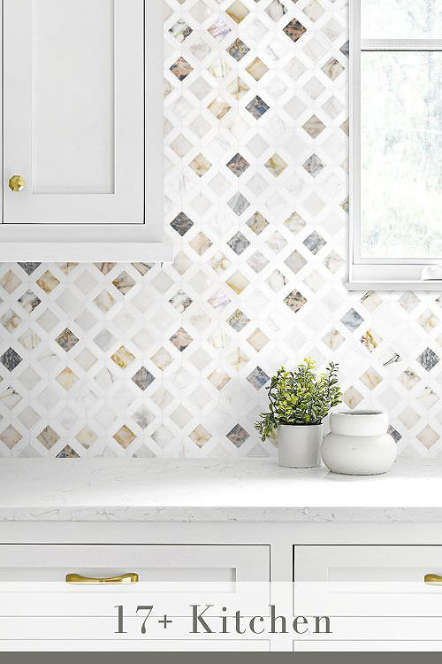 Marble Backsplash for White Cabinets