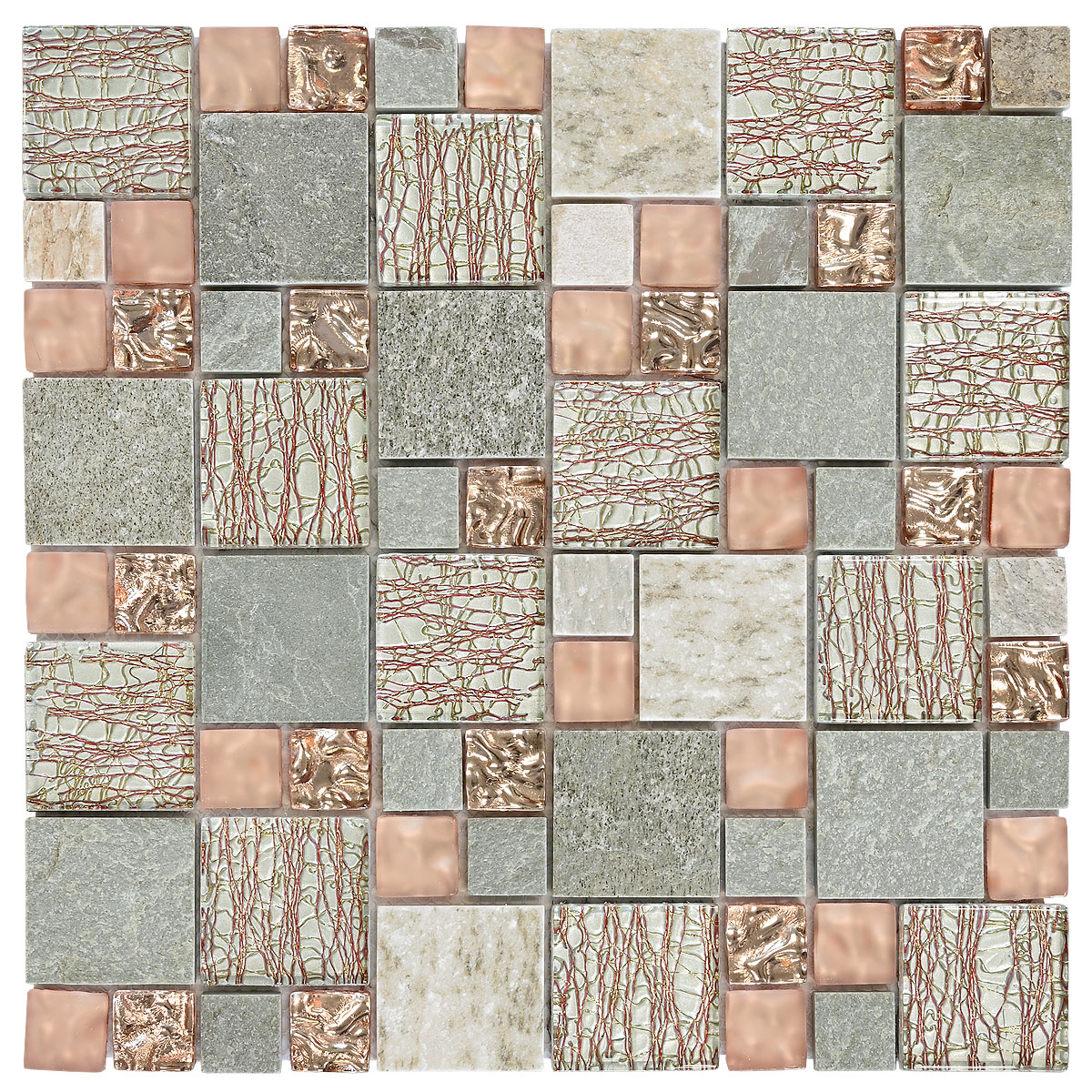 Rose Gold Gray Glass Slate Backsplash Tile BA8007 2